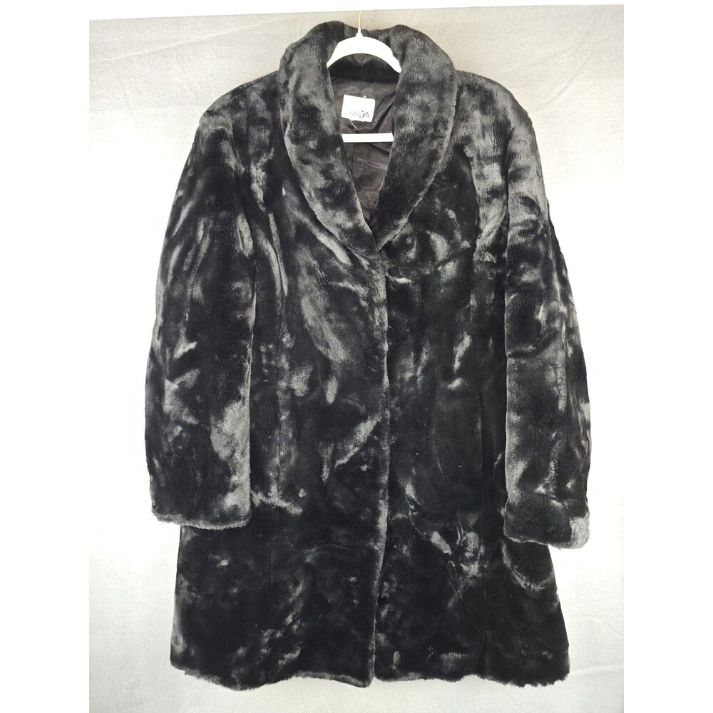 Vintage East 5th Women's Large Print Faux Fur Coat Jacket Plush Lined
